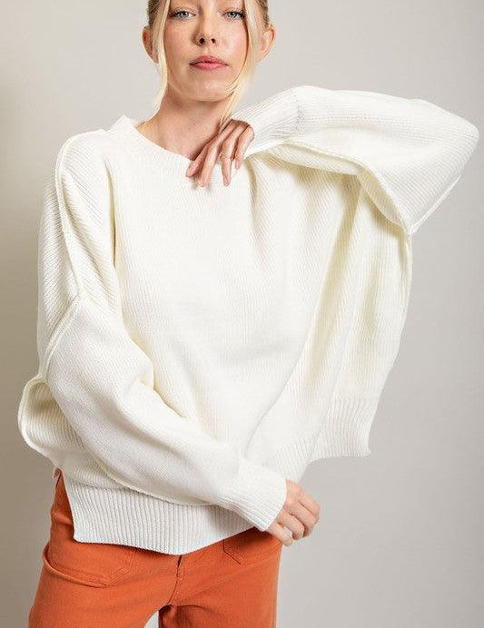 Oversized Homebody Long Sleeve Ribbed Sweater - Sunday Golden