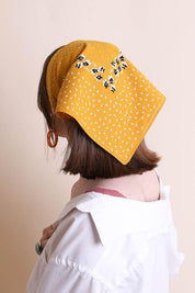 Dot and Floral Border Bandana Scarf - Sunday Golden