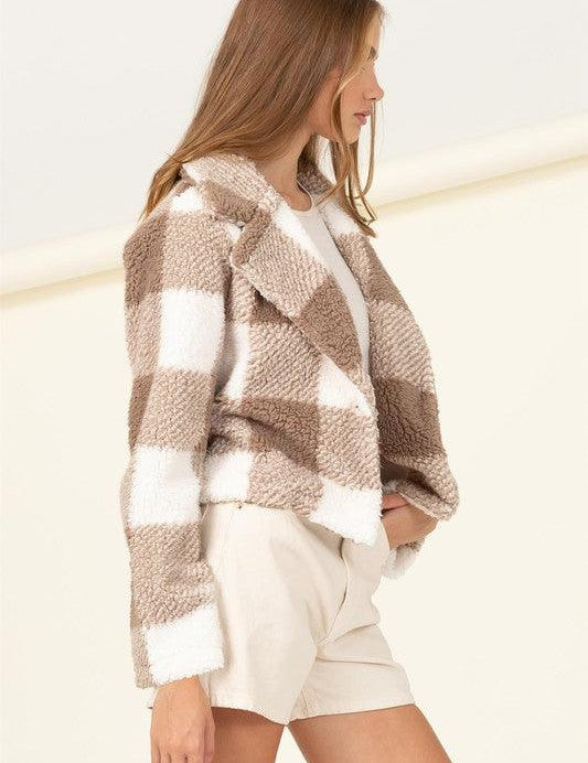 Lucky - Plaid Pattern Cozy Jacket - Sunday Golden