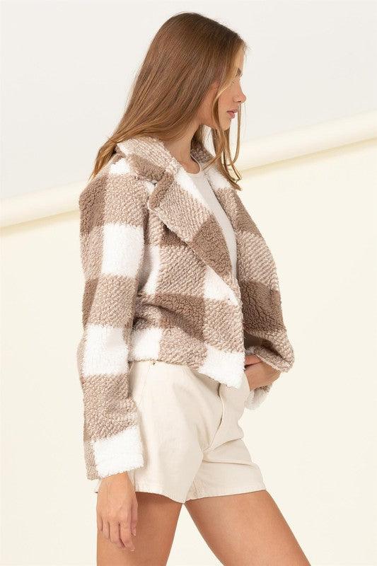 Lucky - Plaid Pattern Cozy Jacket - Sunday Golden