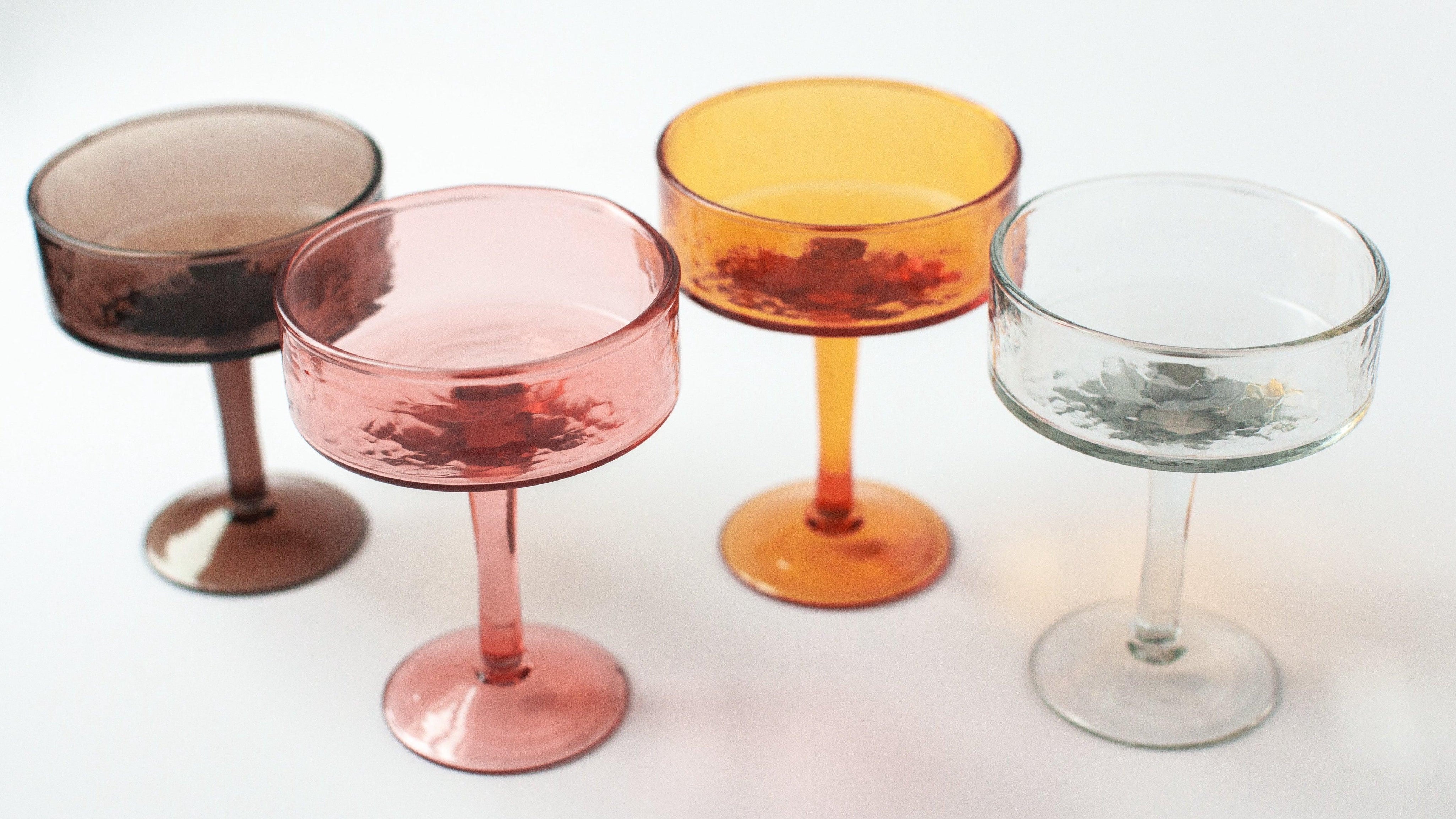 Handblown Hammered Coupe Cocktail Glass Set | 2 - Sunday Golden