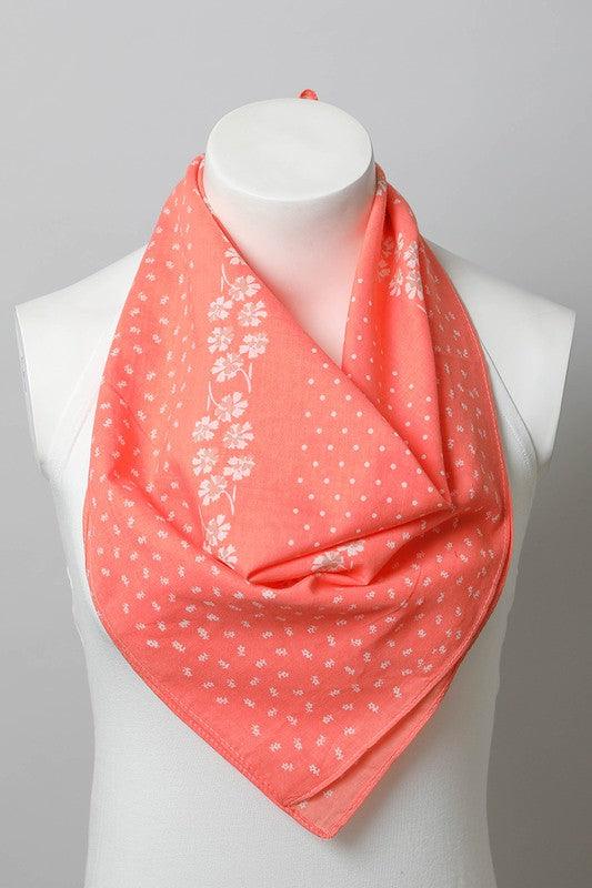 Dot and Floral Border Bandana Scarf - Sunday Golden