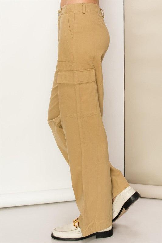 Weekend and Chill High Waist Cargo Pants - Sunday Golden