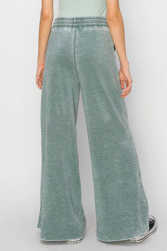 High Rise Wide Leg Drawstring Pants - Sunday Golden