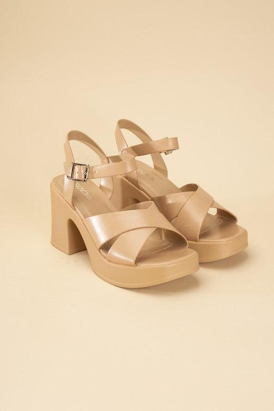 Tara Crisscross Sandal with Heel - Sunday Golden