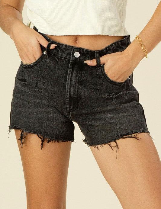 Dara Distressed Denim Shorts - Sunday Golden