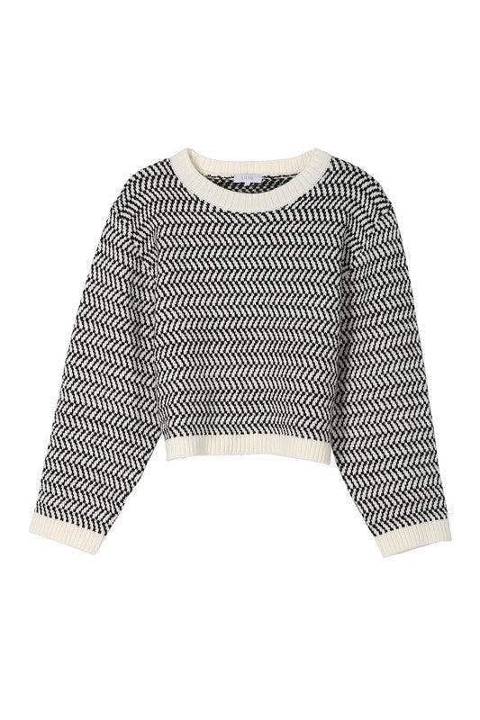 Aria Herringbone Crew Neck - Sweater - Sunday Golden