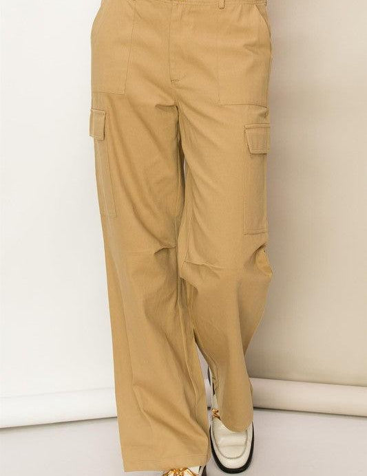 Weekend and Chill High Waist Cargo Pants - Sunday Golden