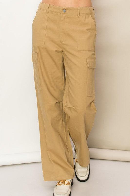 Weekend and Chill High Waist Cargo Pants - Sunday Golden