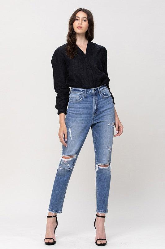 Super High Rise Stretch Mom Jeans - Sunday Golden