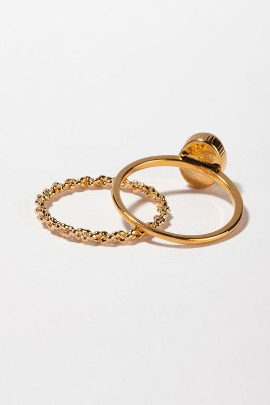 Natural Stone Ring Set - Sunday Golden