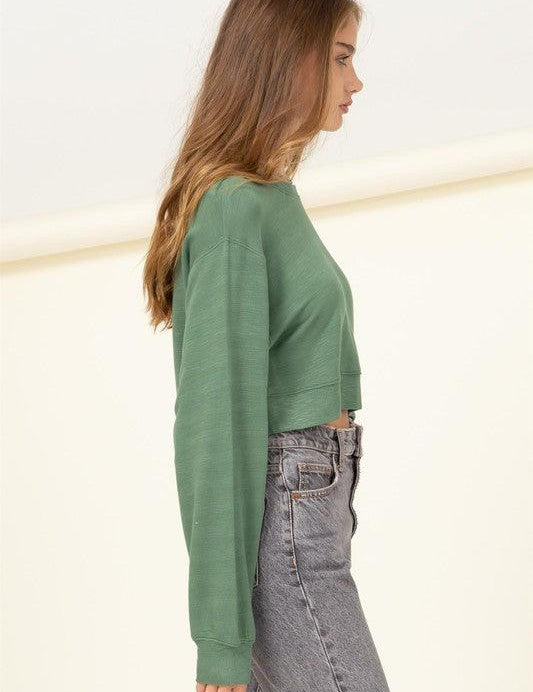 Soul Mate Drop Shoulder Cropped Sweatshirt - Sunday Golden