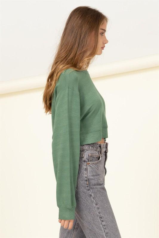 Soul Mate Drop Shoulder Cropped Sweatshirt - Sunday Golden