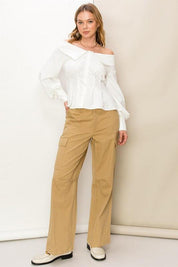 Weekend and Chill High Waist Cargo Pants - Sunday Golden