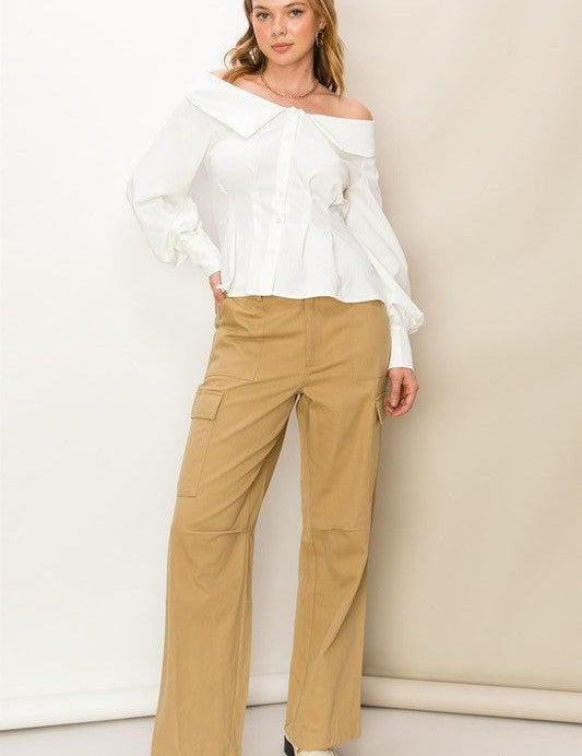 Weekend and Chill High Waist Cargo Pants - Sunday Golden