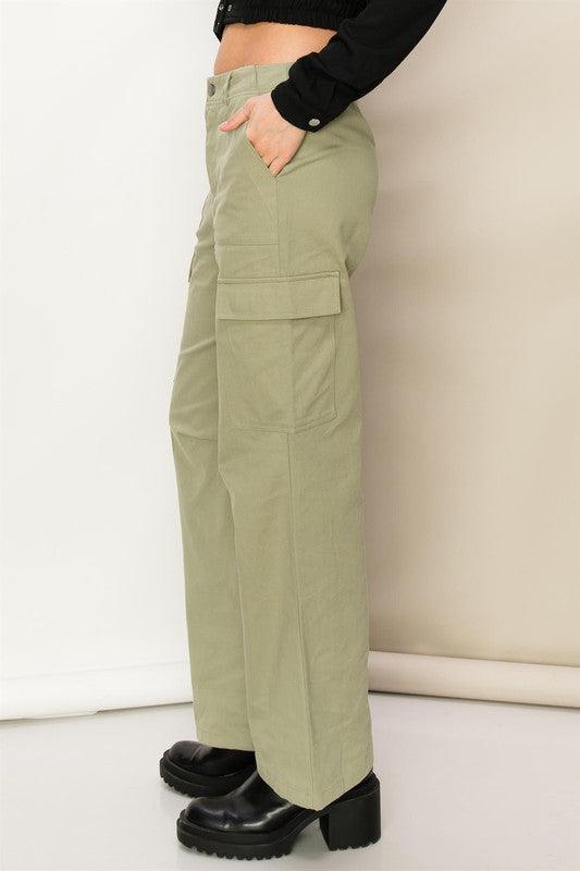 Weekend and Chill High Waist Cargo Pants - Sunday Golden