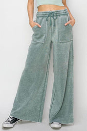 High Rise Wide Leg Drawstring Pants - Sunday Golden