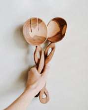 Olive Wood Spiral Salad Servers - Sunday Golden