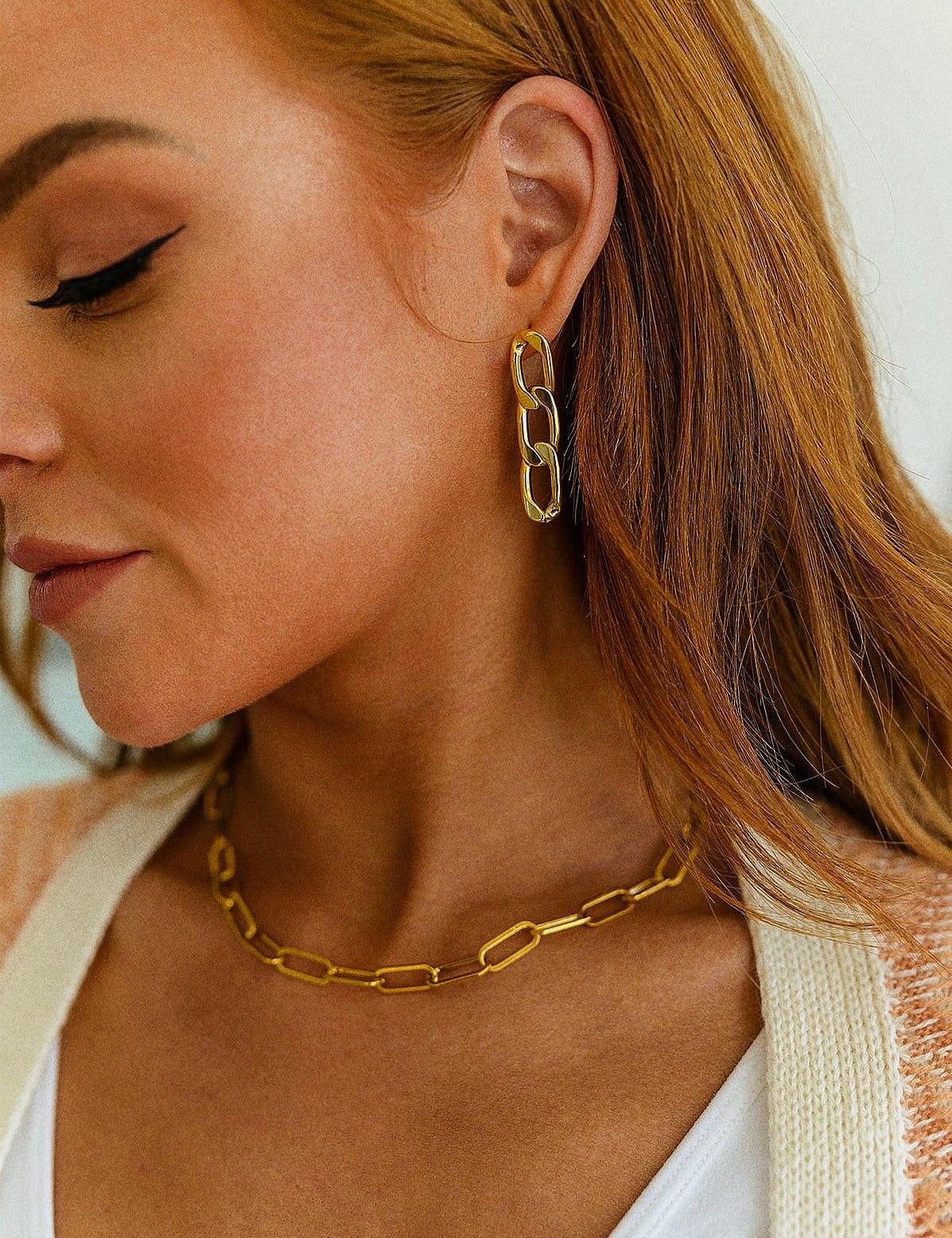 Linked Up Paperclip Earrings - Sunday Golden