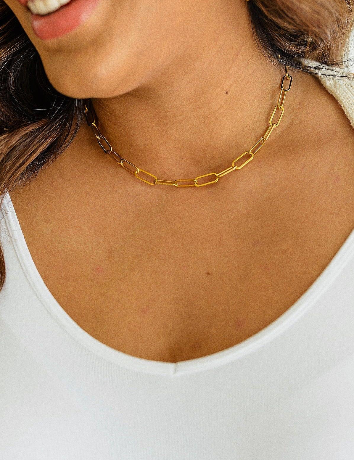 Classic Paper Clip Chain Necklace - Sunday Golden