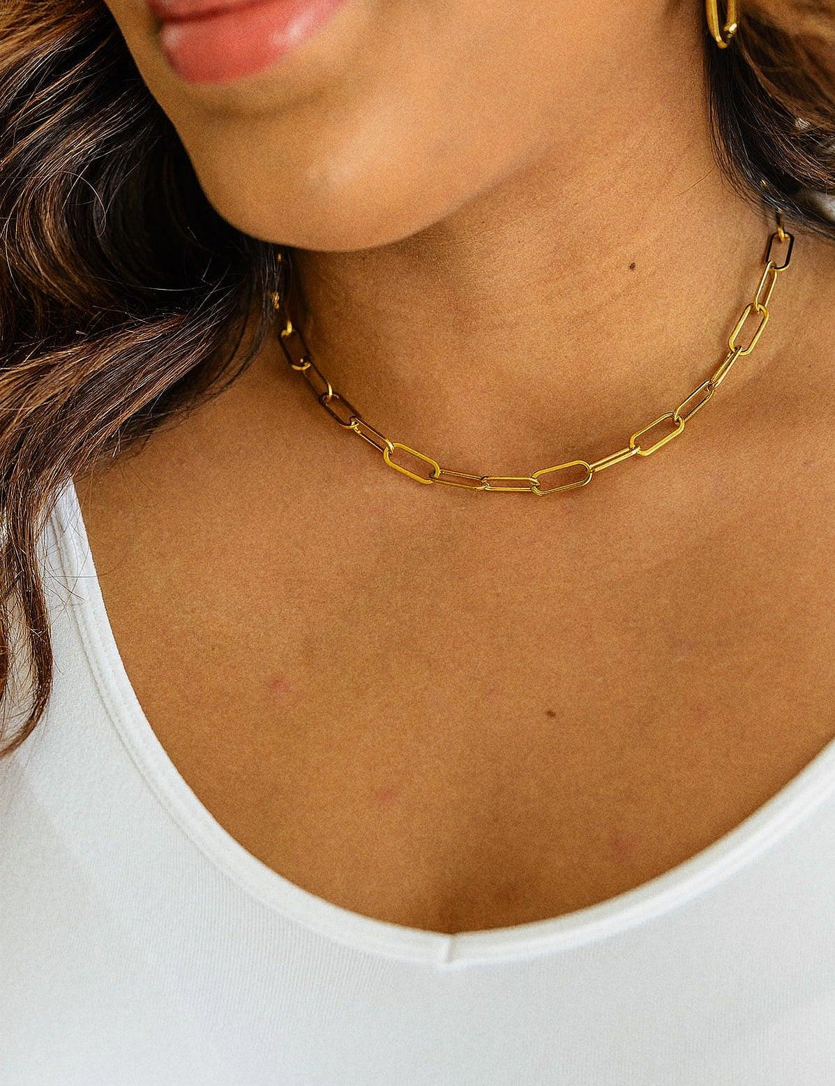 Classic Paper Clip Chain Necklace - Sunday Golden