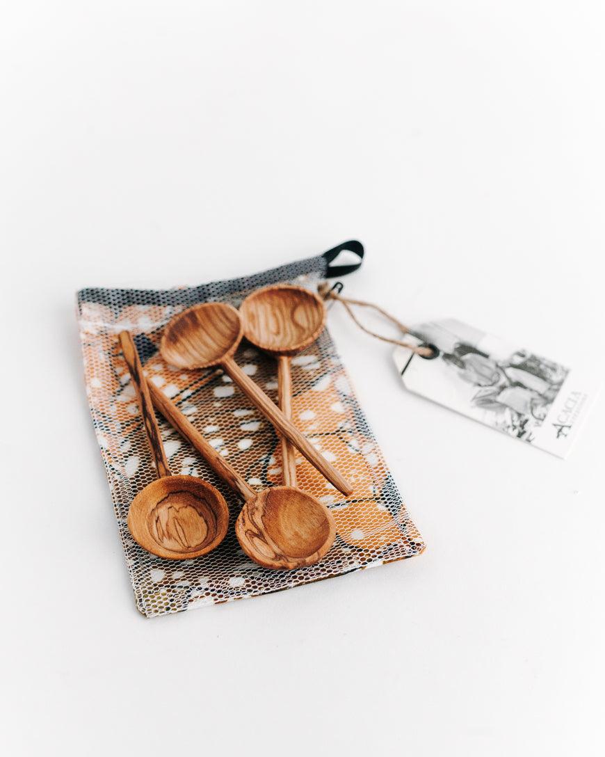 Olive Wood Coffee Spoon Set - Sunday Golden