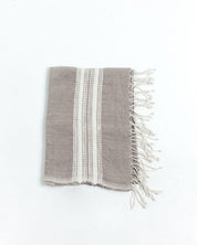 Aden Cotton Hand Towel. Measures 21 x 27 inches. Machine wash and dry.  hand-woven in Ethiopia. 6 color ways. grey with natural. .