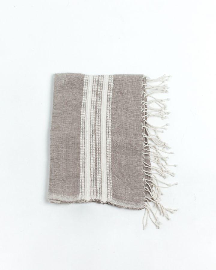 Aden Cotton Hand Towel. Measures 21 x 27 inches. Machine wash and dry.  hand-woven in Ethiopia. 6 color ways. grey with natural. .